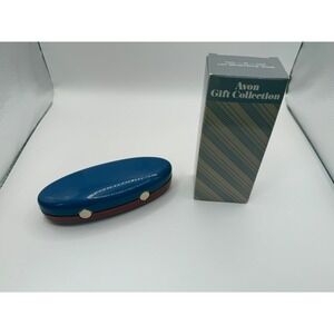 Vintage Avon Gift Collection 2-in-1 Lint Brush Shoe Shine Kit Blue Burgundy Box